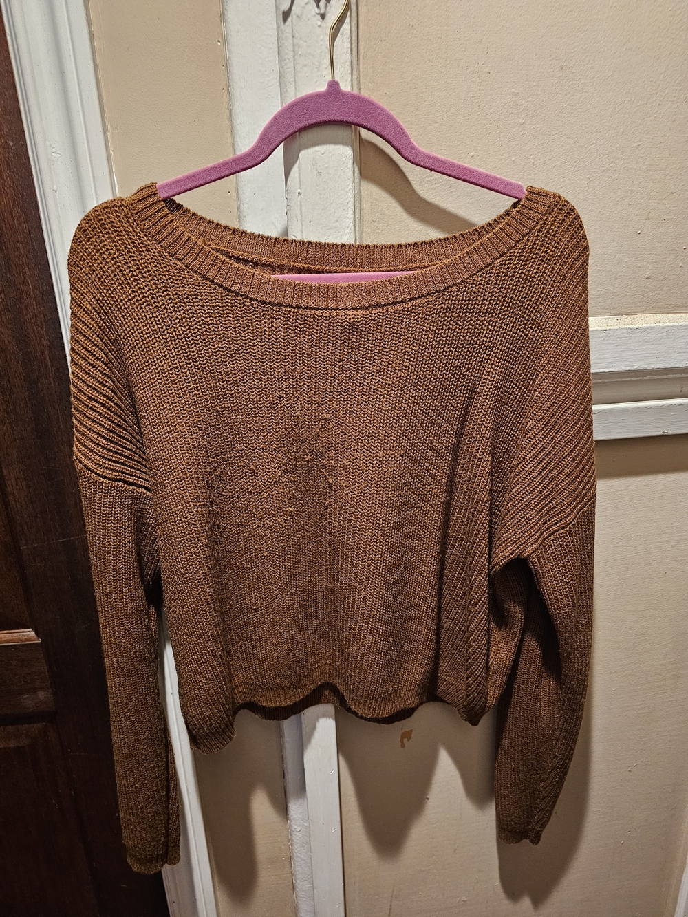 Women's Cropped Knit Sweater in Brown